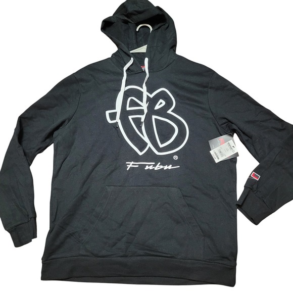 FUBU OG Logo Black Hoodie Sweatshirt Long Sleeve Pullover Mens Size L - Picture 1 of 6